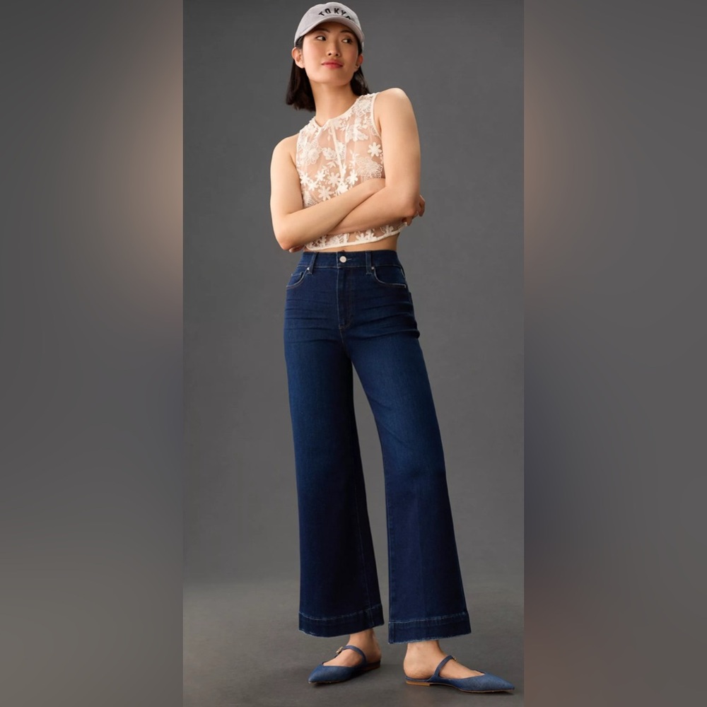 NWOT PAIGE PAIGE Anessa High-Rise Wide-Leg Crop Jeans